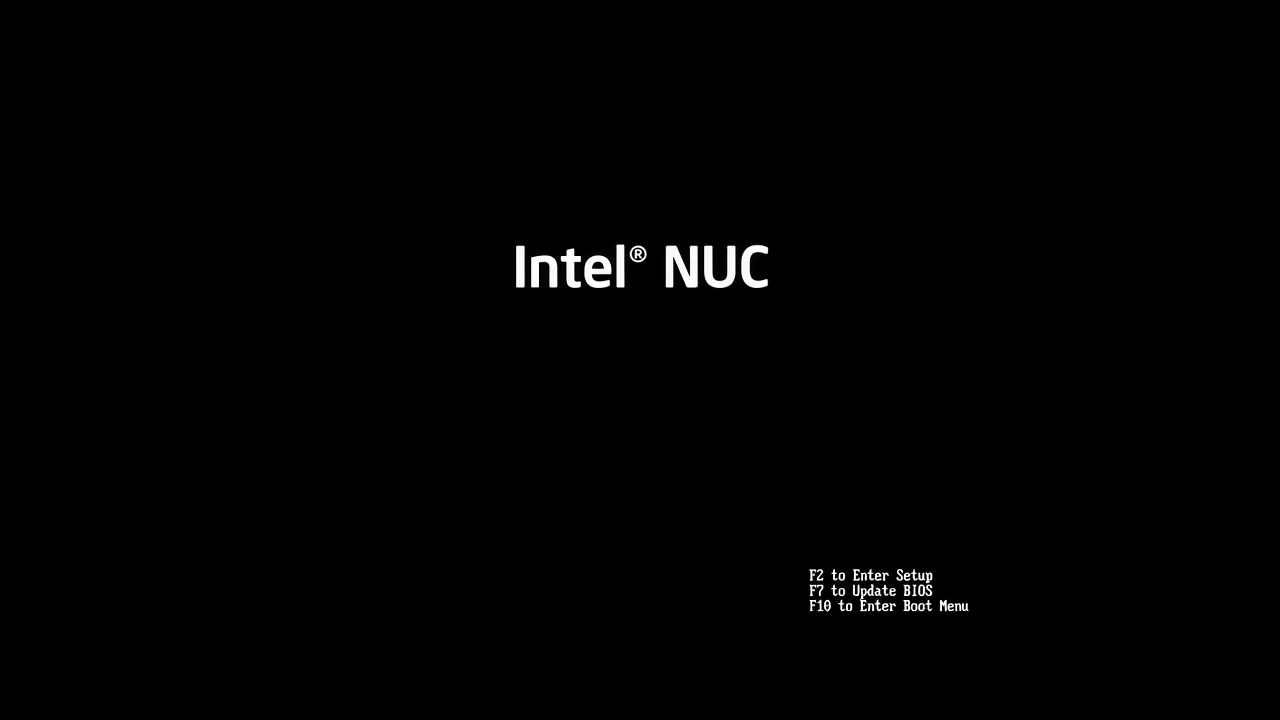 Intel NUC splash — F10 boot menu
