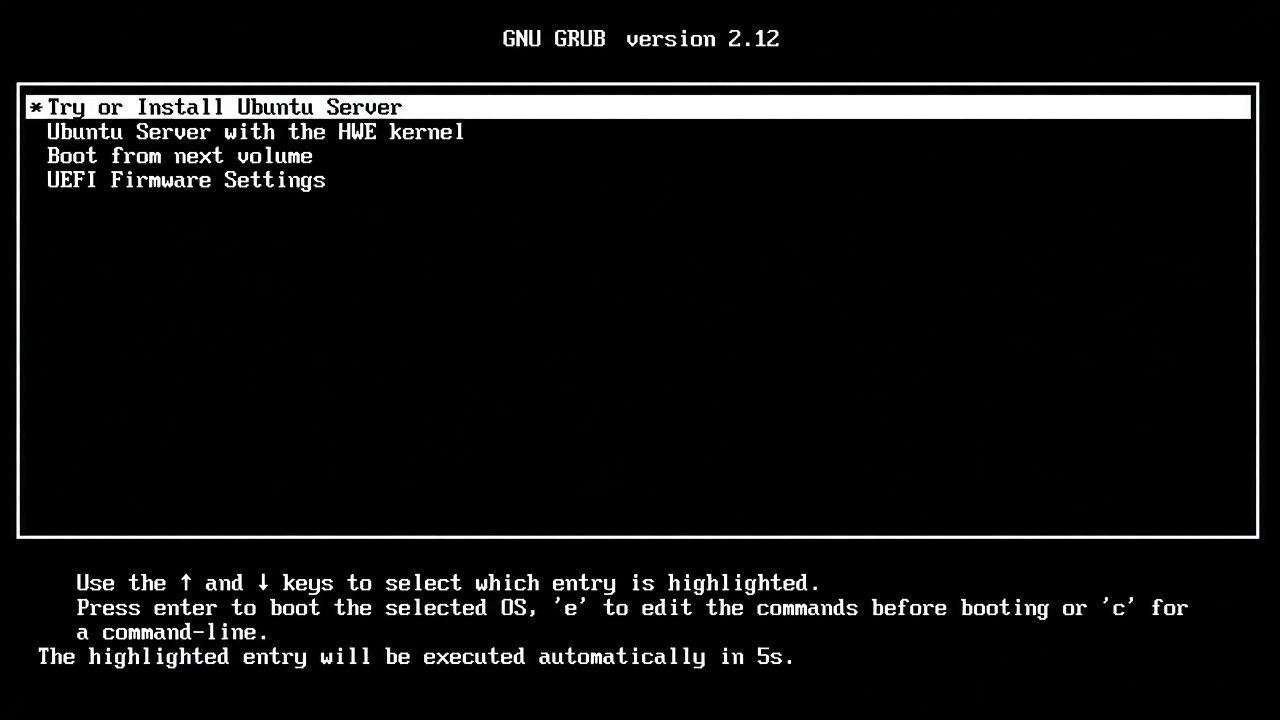GRUB — Try or Install Ubuntu Server