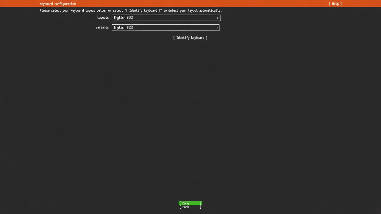 Keyboard configuration — English (US), Done