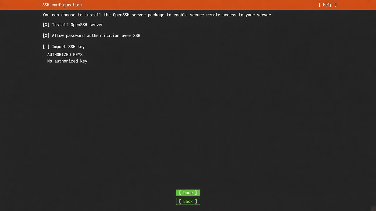 SSH configuration — OpenSSH and password auth
